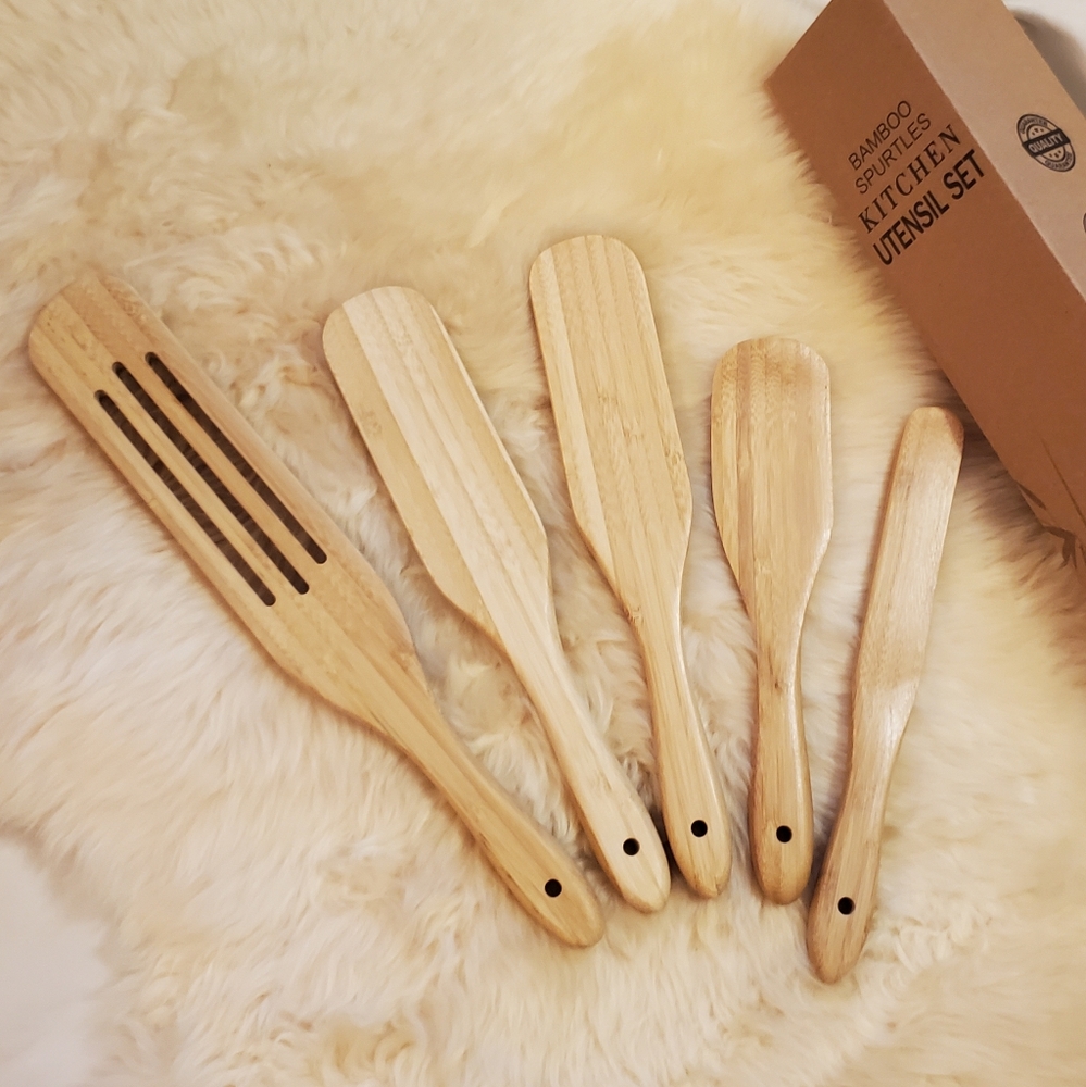 5-piece Bamboo Spurtles Kitchen Utensil set